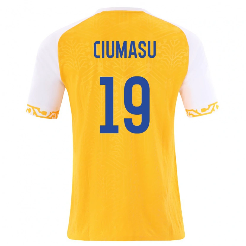 Danxen Mujer Camiseta Moldavia Victor Ciumașu #19 Amarillo Blanco 2ª Equipación 26-28 La Camisa México