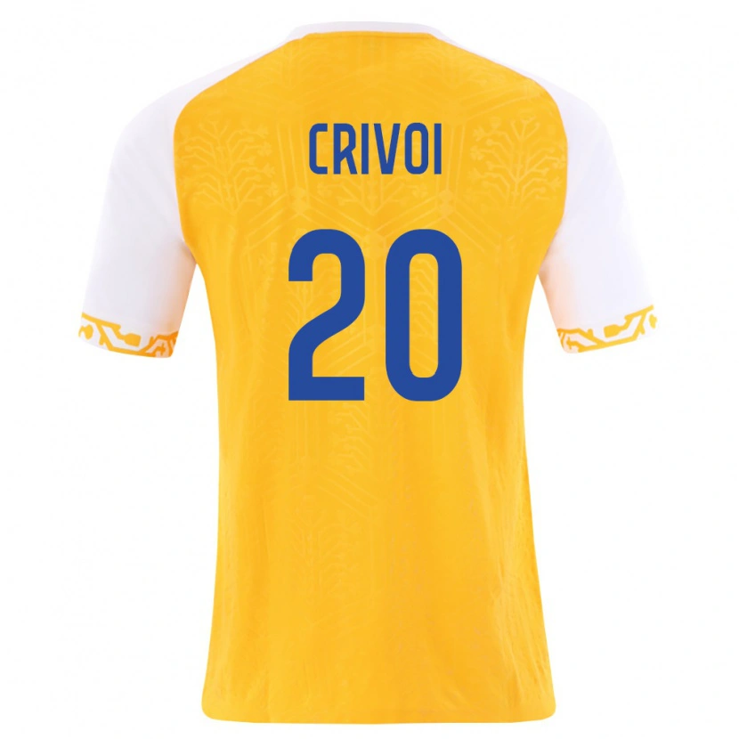 Danxen Mujer Camiseta Moldavia Mihai Crivoi #20 Amarillo Blanco 2ª Equipación 26-28 La Camisa México