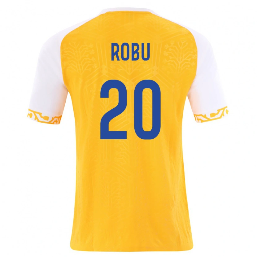 Danxen Mujer Camiseta Moldavia Alexandru Robu #20 Amarillo Blanco 2ª Equipación 26-28 La Camisa México