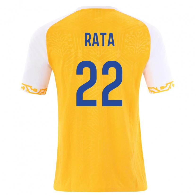 Danxen Mujer Camiseta Moldavia Vadim Rață #22 Amarillo Blanco 2ª Equipación 26-28 La Camisa México