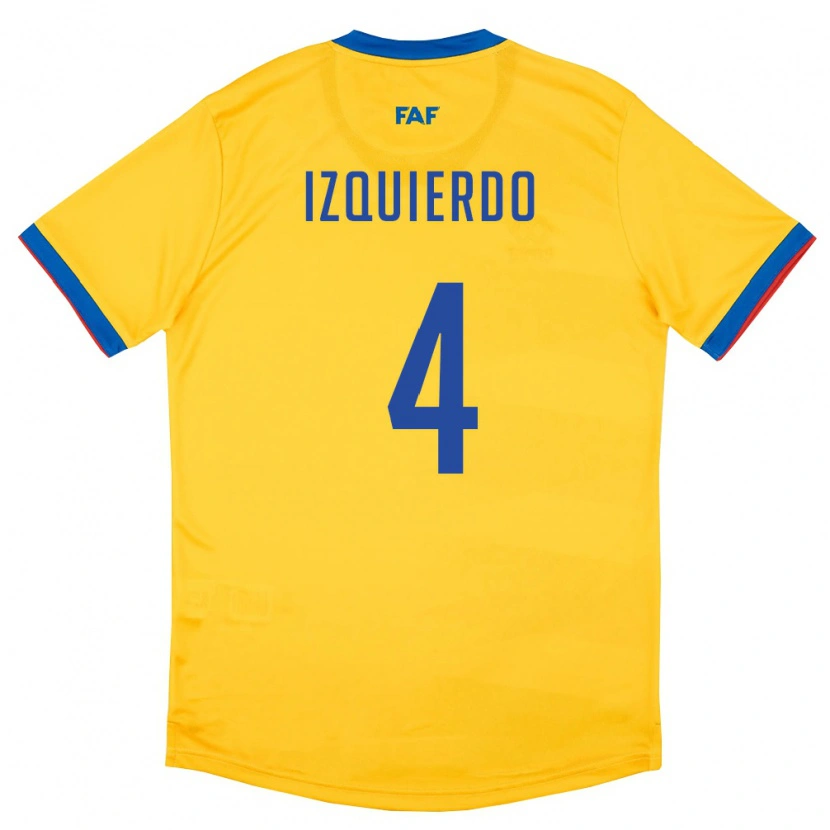 Danxen Mujer Camiseta Andorra Eric Izquierdo #4 Amarillo Azul Rojo 2ª Equipación 26-28 La Camisa México
