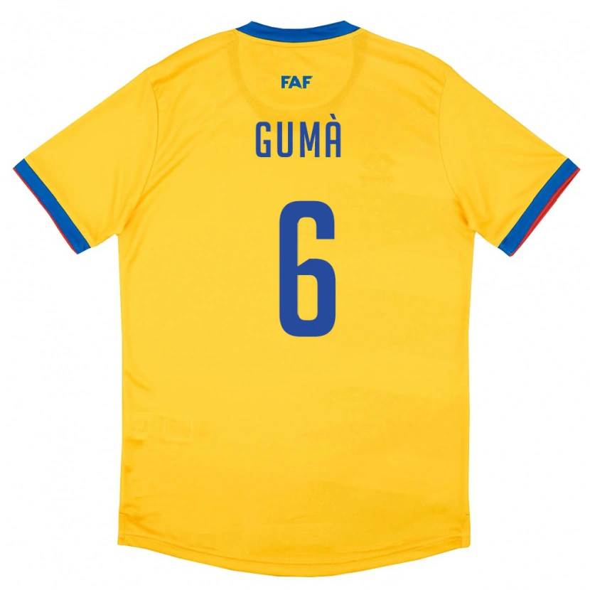 Danxen Mujer Camiseta Andorra Arnau Gumà #6 Amarillo Azul Rojo 2ª Equipación 26-28 La Camisa México