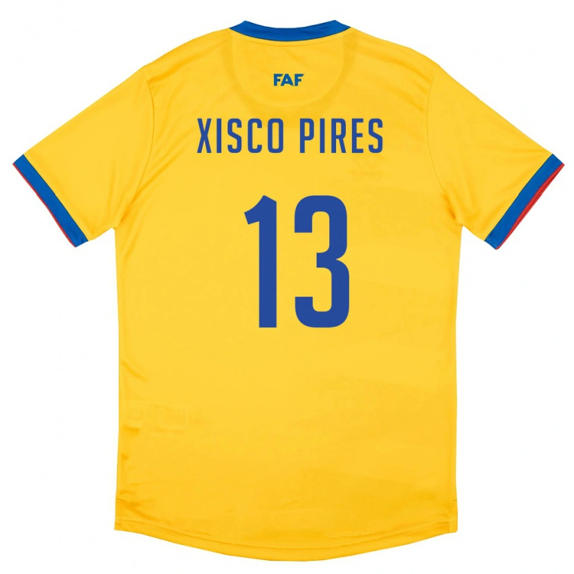 Danxen Mujer Camiseta Andorra Xisco Pires #13 Amarillo Azul Rojo 2ª Equipación 26-28 La Camisa México