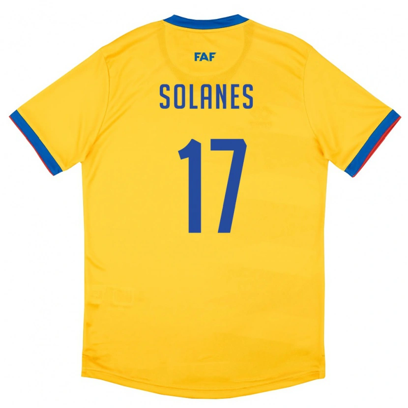 Danxen Mujer Camiseta Andorra Albert Solanes #17 Amarillo Azul Rojo 2ª Equipación 26-28 La Camisa México