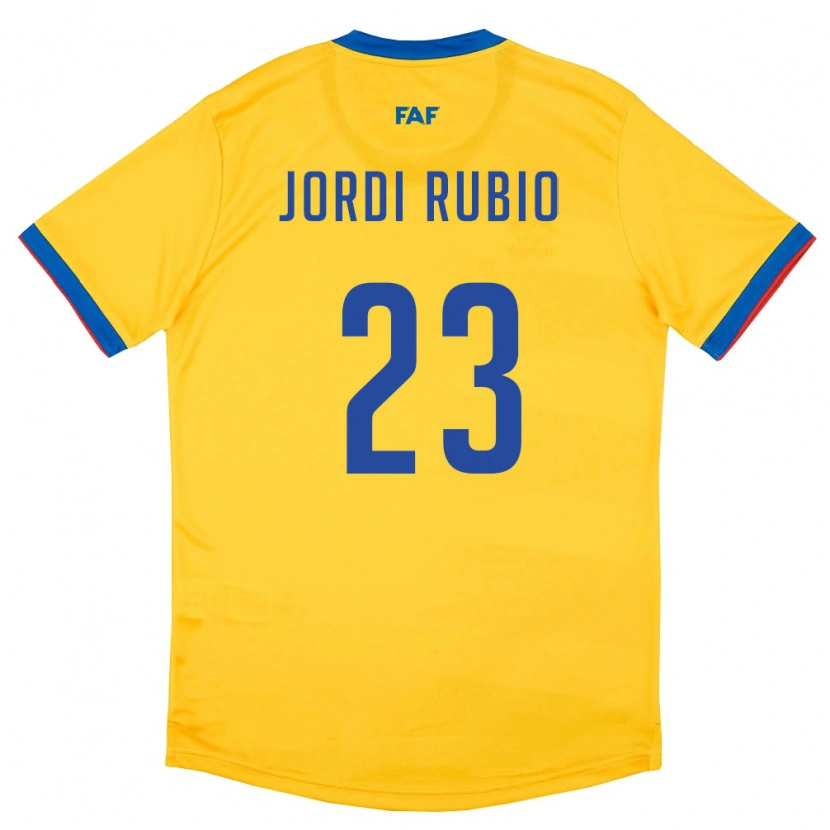 Danxen Mujer Camiseta Andorra Jordi Rubio #23 Amarillo Azul Rojo 2ª Equipación 26-28 La Camisa México