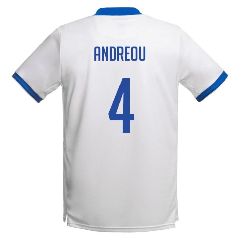 Danxen Mujer Camiseta Chipre Stelios Andreou #4 Blanco Azul Real 2ª Equipación 26-28 La Camisa México