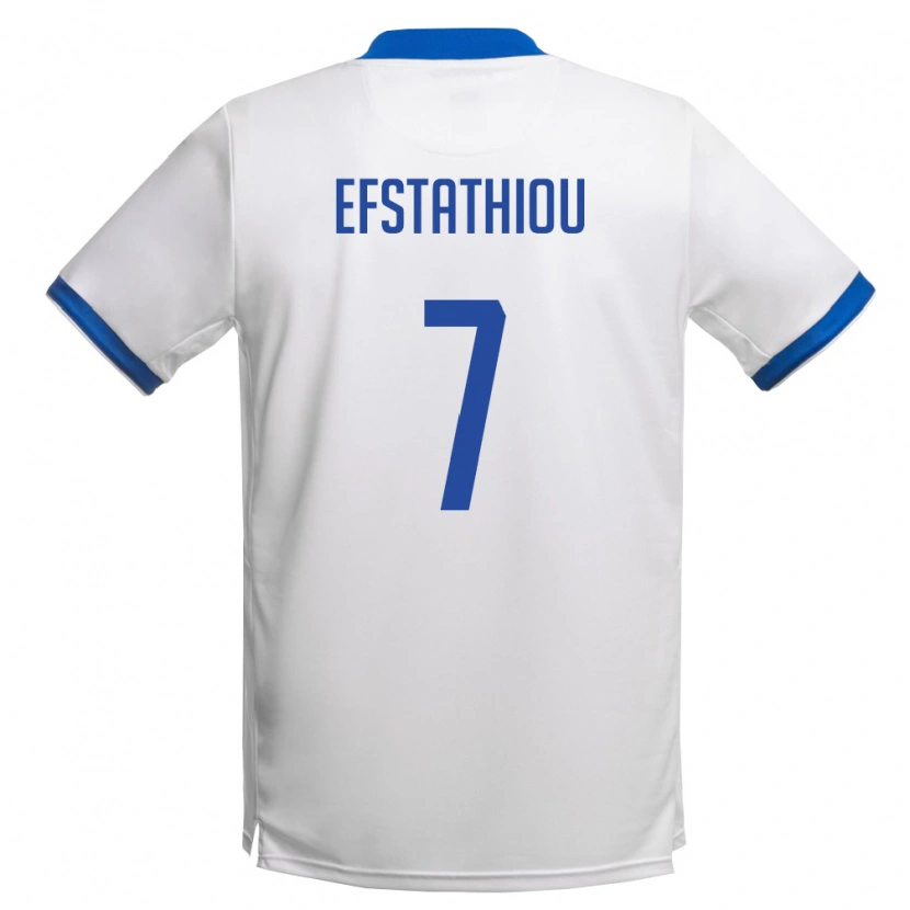 Danxen Mujer Camiseta Chipre Alexandros Efstathiou #7 Blanco Azul Real 2ª Equipación 26-28 La Camisa México