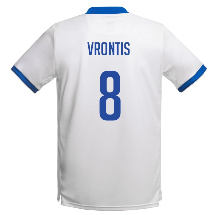 Danxen Mujer Camiseta Chipre Stylianos Vrontis #8 Blanco Azul Real 2ª Equipación 26-28 La Camisa México