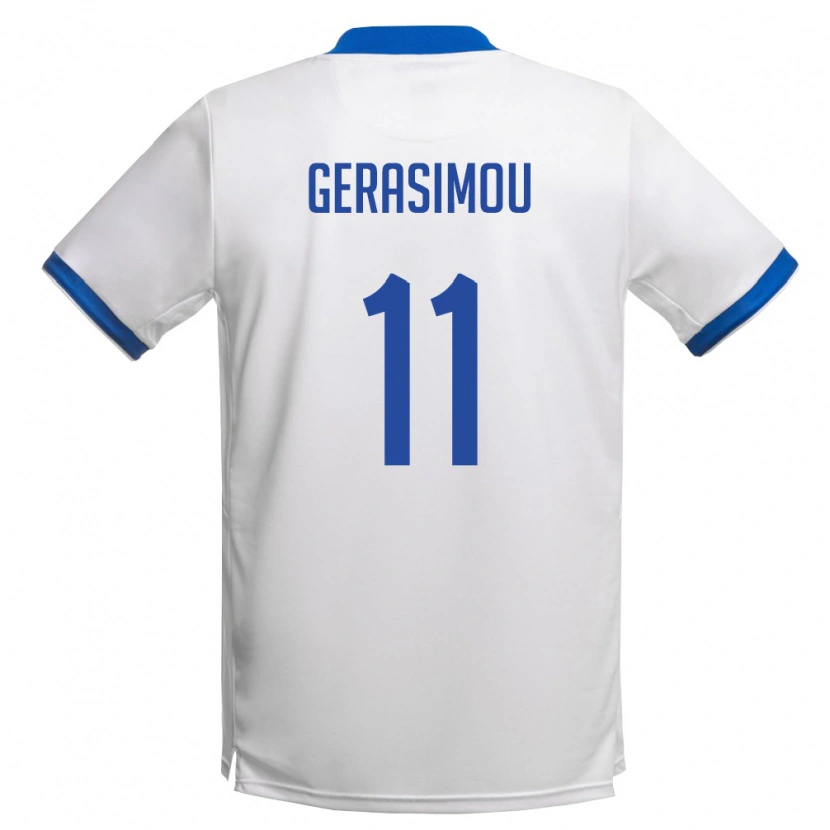 Danxen Mujer Camiseta Chipre David Gerasimou #11 Blanco Azul Real 2ª Equipación 26-28 La Camisa México