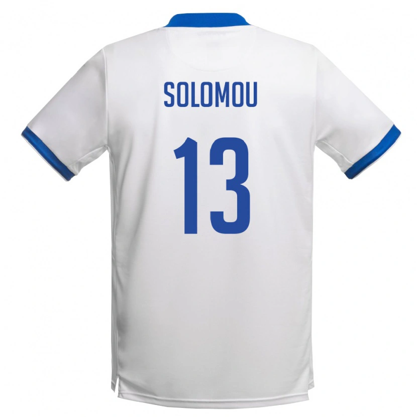 Danxen Mujer Camiseta Chipre Michail Solomou #13 Blanco Azul Real 2ª Equipación 26-28 La Camisa México