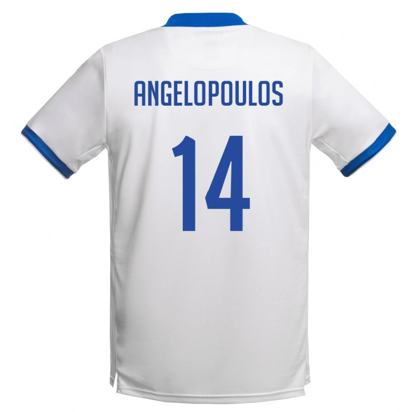 Danxen Mujer Camiseta Chipre Georgios Nikolas Angelopoulos #14 Blanco Azul Real 2ª Equipación 26-28 La Camisa México