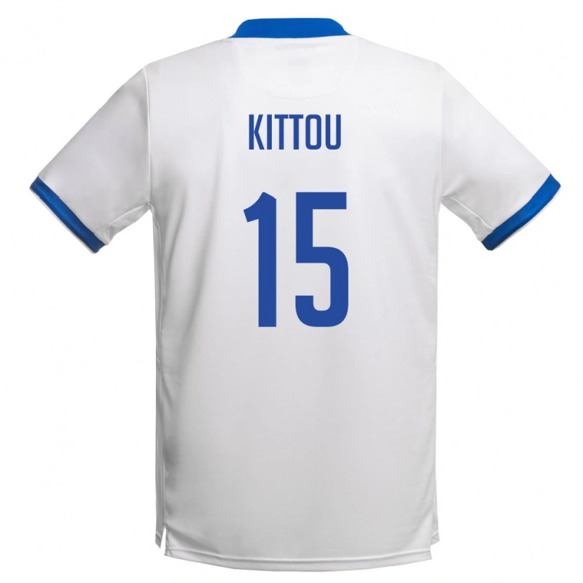 Danxen Mujer Camiseta Chipre Christos Kittou #15 Blanco Azul Real 2ª Equipación 26-28 La Camisa México
