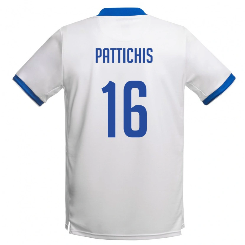 Danxen Mujer Camiseta Chipre Konstantinos Pattichis #16 Blanco Azul Real 2ª Equipación 26-28 La Camisa México