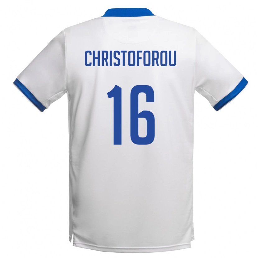 Danxen Mujer Camiseta Chipre Andreas Christoforou #16 Blanco Azul Real 2ª Equipación 26-28 La Camisa México