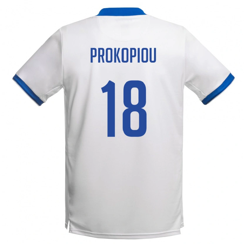 Danxen Mujer Camiseta Chipre Titos Prokopiou #18 Blanco Azul Real 2ª Equipación 26-28 La Camisa México