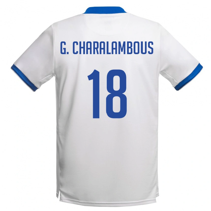 Danxen Mujer Camiseta Chipre Gordon Panagiotis Charalambous #18 Blanco Azul Real 2ª Equipación 26-28 La Camisa México