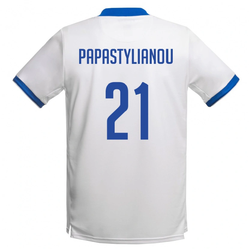 Danxen Mujer Camiseta Chipre Lysandros Papastylianou #21 Blanco Azul Real 2ª Equipación 26-28 La Camisa México