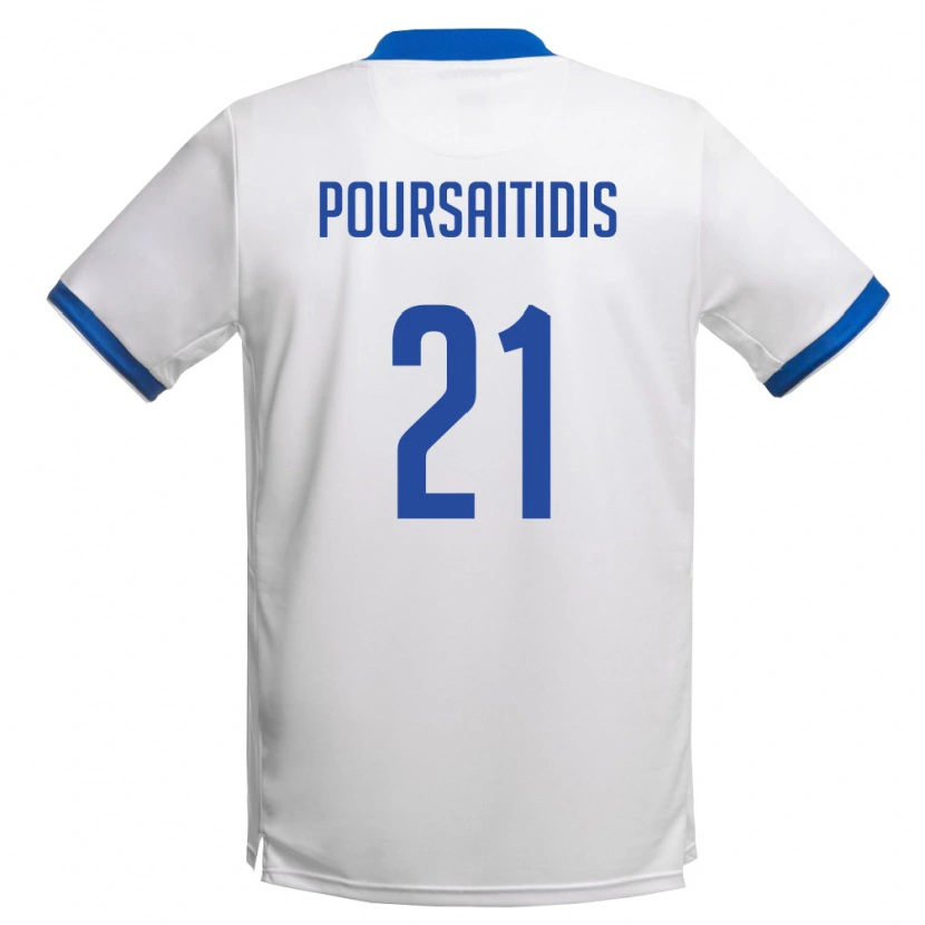 Danxen Mujer Camiseta Chipre Konstantinos Poursaitidis #21 Blanco Azul Real 2ª Equipación 26-28 La Camisa México