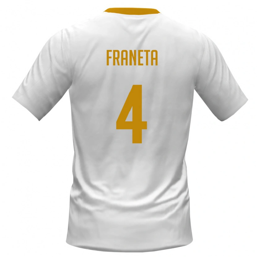Danxen Mujer Camiseta Montenegro Marko Franeta #4 Blanco Rojo Amarillo 2ª Equipación 26-28 La Camisa México