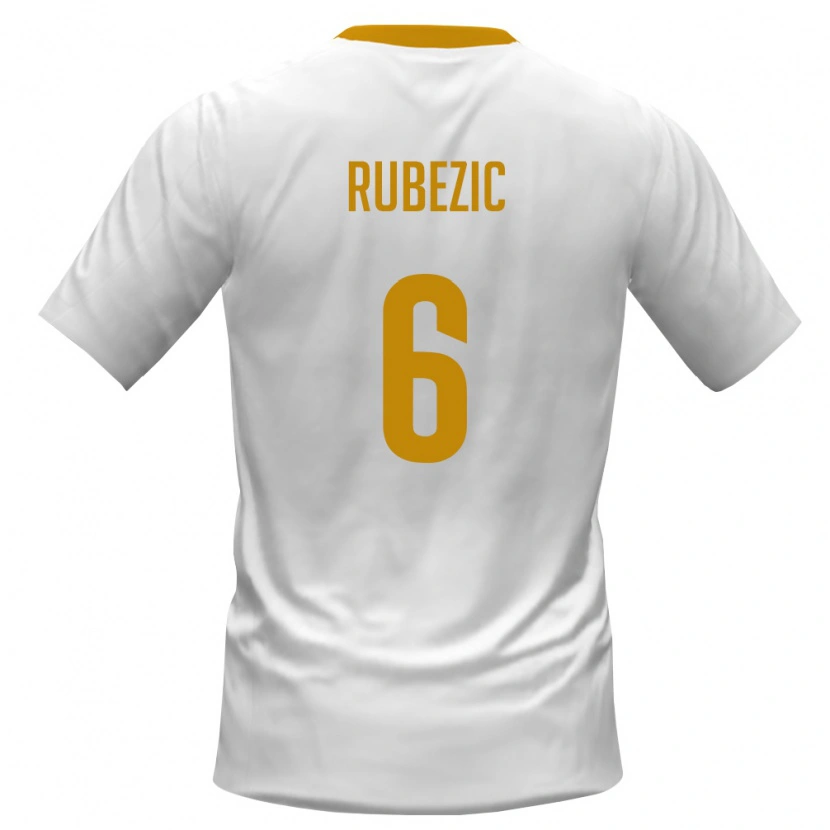 Danxen Mujer Camiseta Montenegro Slobodan Rubežić #6 Blanco Rojo Amarillo 2ª Equipación 26-28 La Camisa México