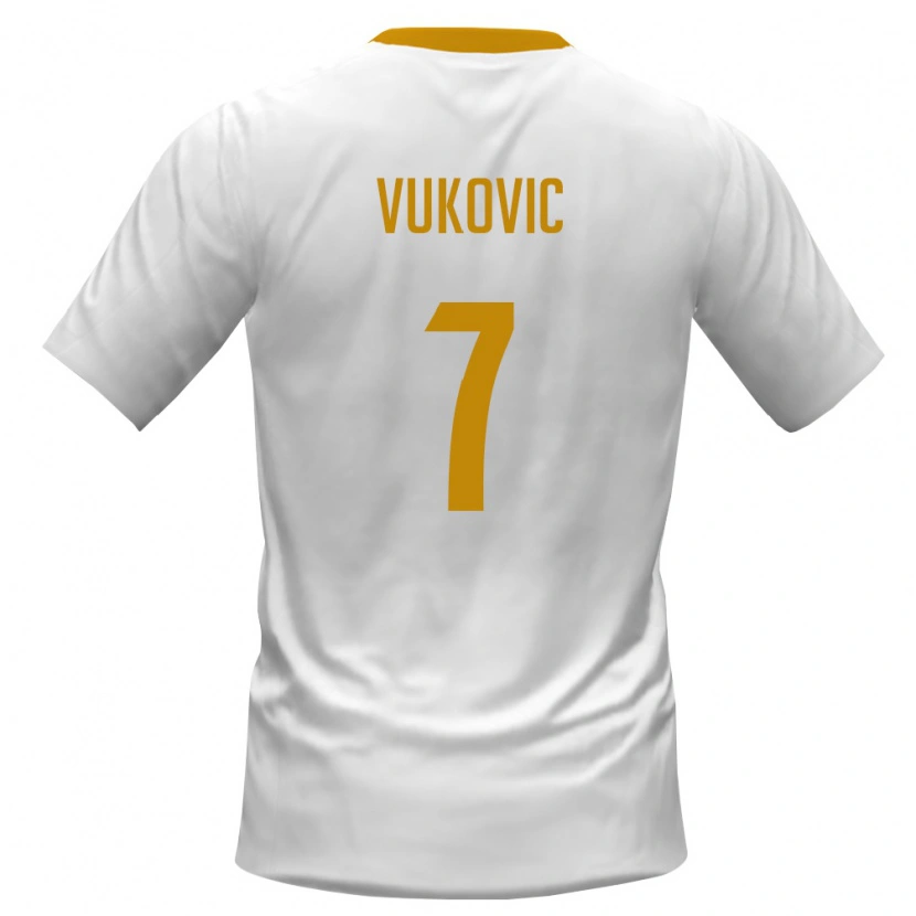 Danxen Mujer Camiseta Montenegro Nikola Vukovic #7 Blanco Rojo Amarillo 2ª Equipación 26-28 La Camisa México