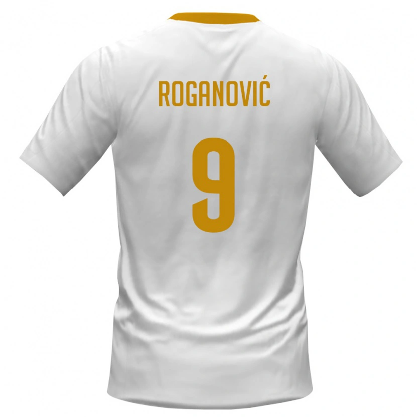 Danxen Mujer Camiseta Montenegro Jagos Roganović #9 Blanco Rojo Amarillo 2ª Equipación 26-28 La Camisa México
