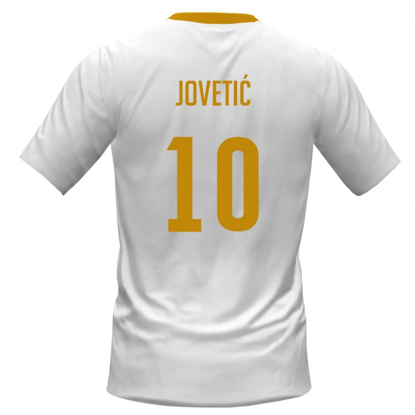 Danxen Mujer Camiseta Montenegro Stevan Jovetić #10 Blanco Rojo Amarillo 2ª Equipación 26-28 La Camisa México