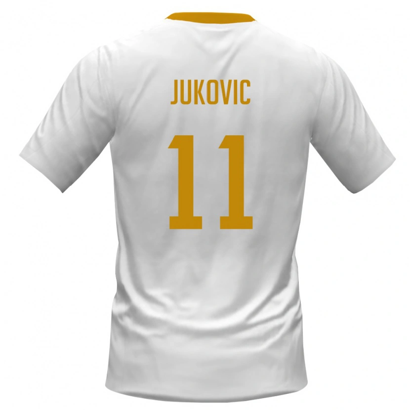 Danxen Mujer Camiseta Montenegro Medo Jukovic #11 Blanco Rojo Amarillo 2ª Equipación 26-28 La Camisa México