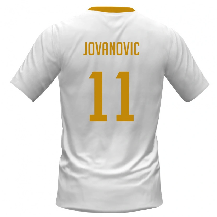 Danxen Mujer Camiseta Montenegro Matija Jovanovic #11 Blanco Rojo Amarillo 2ª Equipación 26-28 La Camisa México