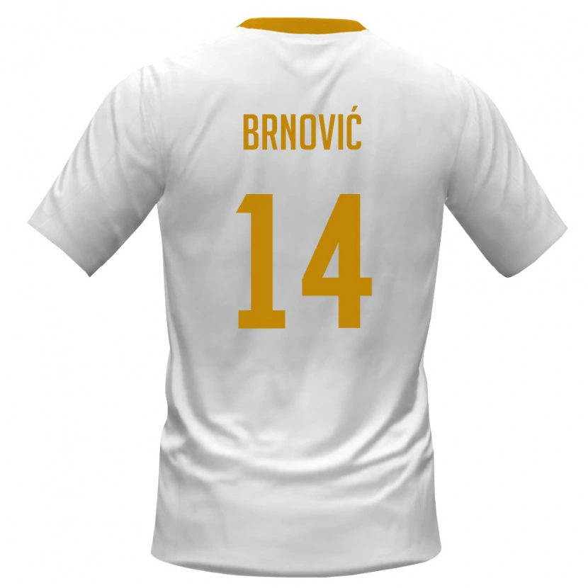 Danxen Mujer Camiseta Montenegro Milos Brnovic #14 Blanco Rojo Amarillo 2ª Equipación 26-28 La Camisa México