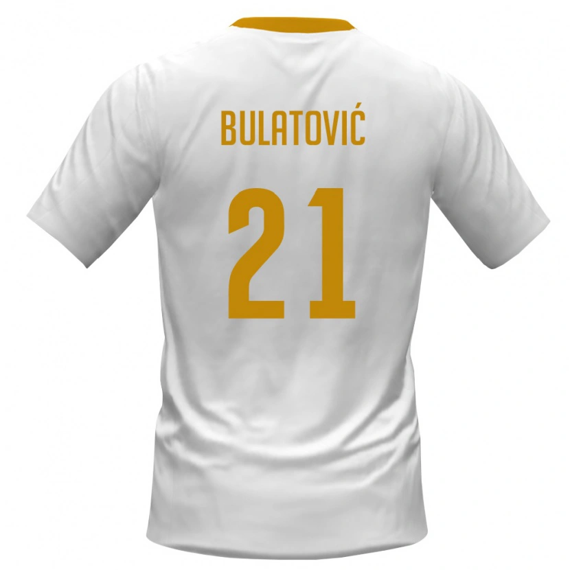 Danxen Mujer Camiseta Montenegro Andrija Bulatovic #21 Blanco Rojo Amarillo 2ª Equipación 26-28 La Camisa México