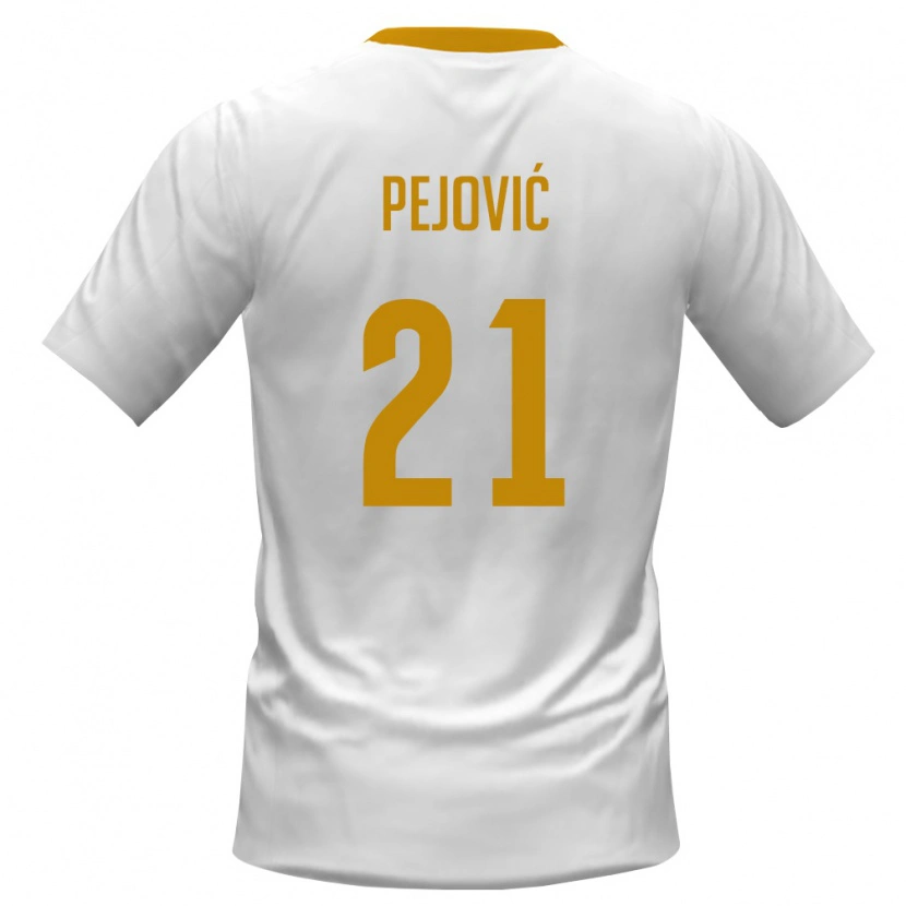 Danxen Mujer Camiseta Montenegro Danilo Pejović #21 Blanco Rojo Amarillo 2ª Equipación 26-28 La Camisa México