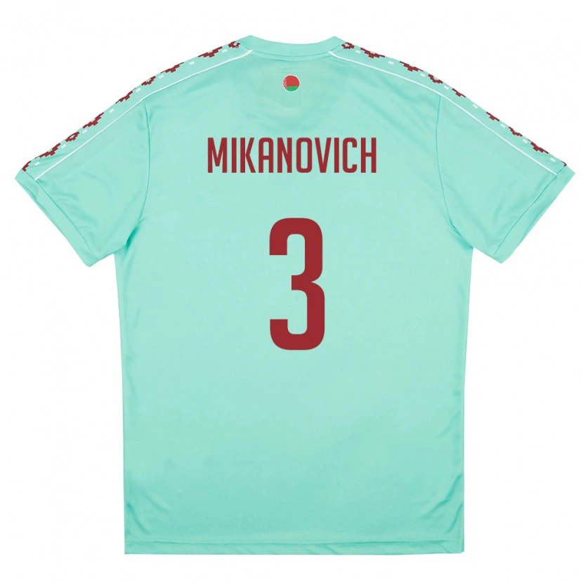 Danxen Mujer Camiseta Bielorrusia Erik Mikanovich #3 Verde Claro Borgoña 2ª Equipación 26-28 La Camisa México