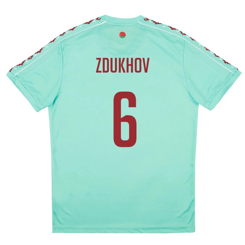 Danxen Mujer Camiseta Bielorrusia Roman Zdukhov #6 Verde Claro Borgoña 2ª Equipación 26-28 La Camisa México