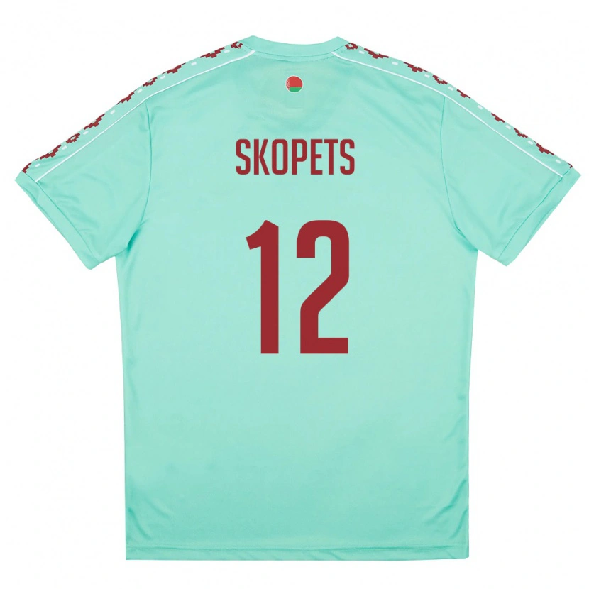 Danxen Mujer Camiseta Bielorrusia Arseniy Skopets #12 Verde Claro Borgoña 2ª Equipación 26-28 La Camisa México