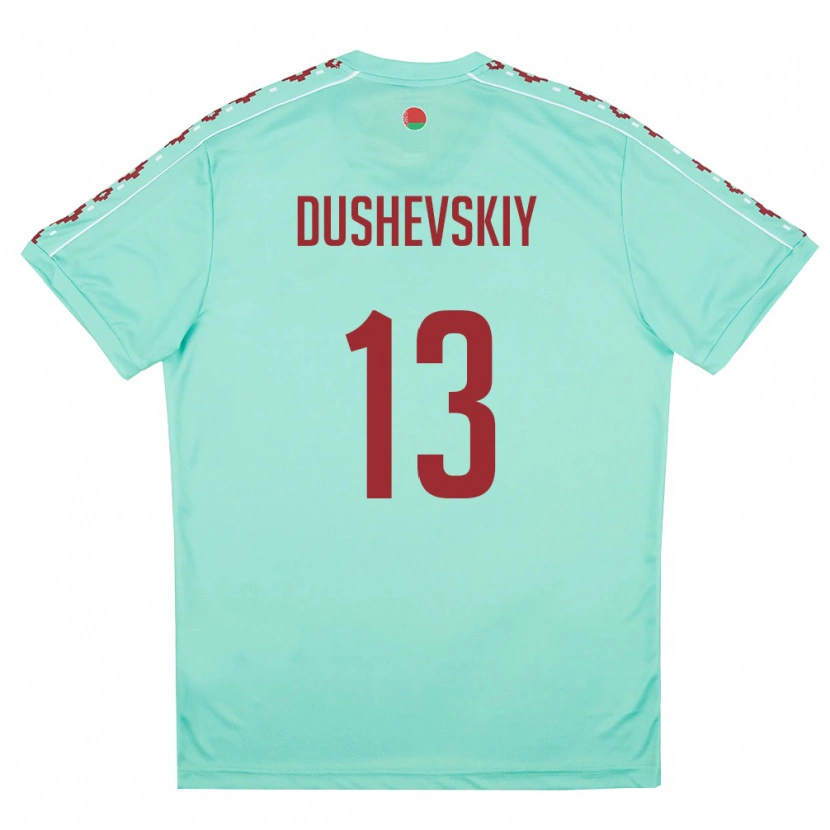 Danxen Mujer Camiseta Bielorrusia Daniil Dushevskiy #13 Verde Claro Borgoña 2ª Equipación 26-28 La Camisa México