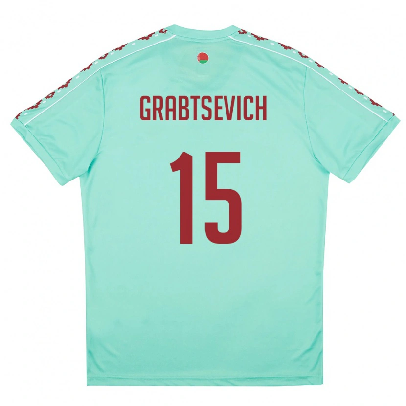 Danxen Mujer Camiseta Bielorrusia Artem Grabtsevich #15 Verde Claro Borgoña 2ª Equipación 26-28 La Camisa México