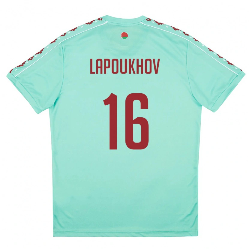 Danxen Mujer Camiseta Bielorrusia Fedor Lapoukhov #16 Verde Claro Borgoña 2ª Equipación 26-28 La Camisa México