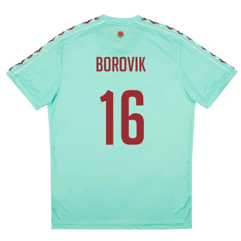 Danxen Mujer Camiseta Bielorrusia Grigoriy Borovik #16 Verde Claro Borgoña 2ª Equipación 26-28 La Camisa México