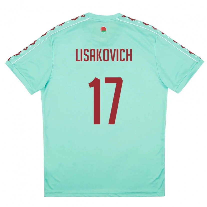 Danxen Mujer Camiseta Bielorrusia Vitaliy Lisakovich #17 Verde Claro Borgoña 2ª Equipación 26-28 La Camisa México
