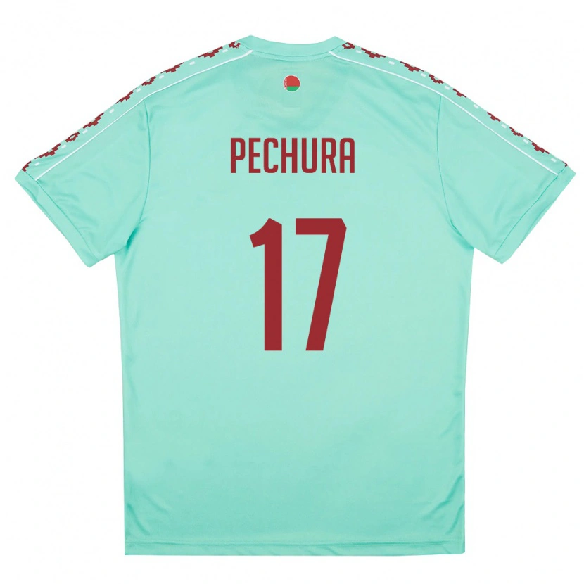 Danxen Mujer Camiseta Bielorrusia Rodion Pechura #17 Verde Claro Borgoña 2ª Equipación 26-28 La Camisa México