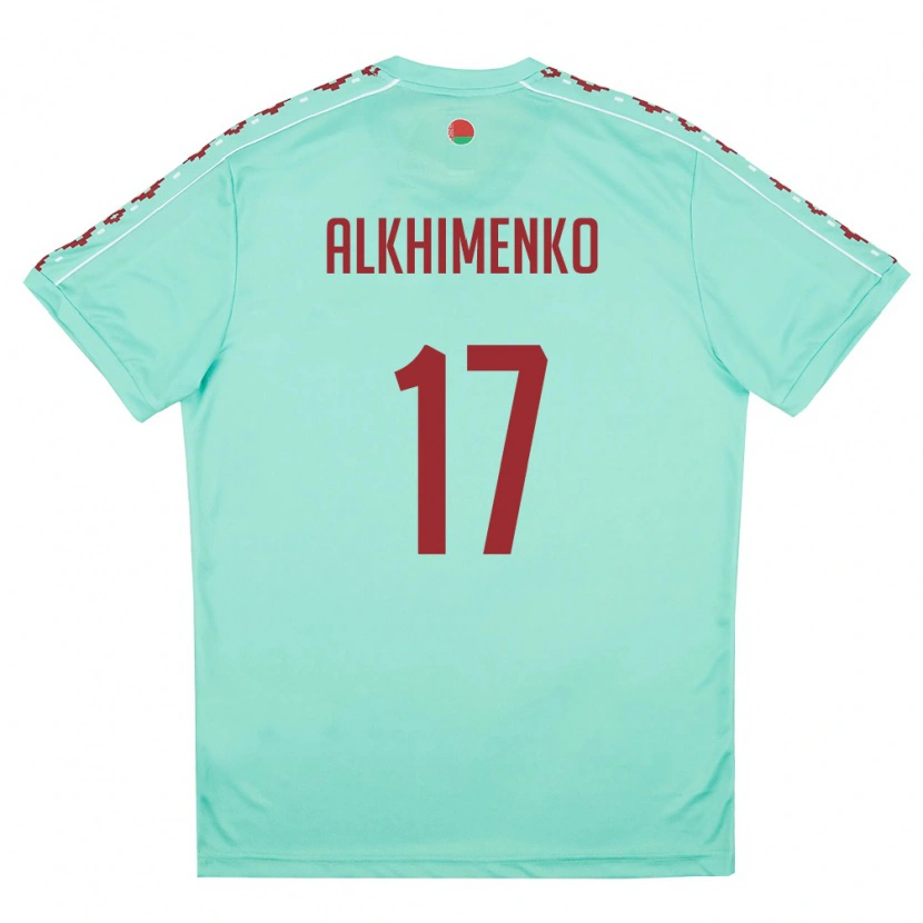 Danxen Mujer Camiseta Bielorrusia Nikolay Alkhimenko #17 Verde Claro Borgoña 2ª Equipación 26-28 La Camisa México