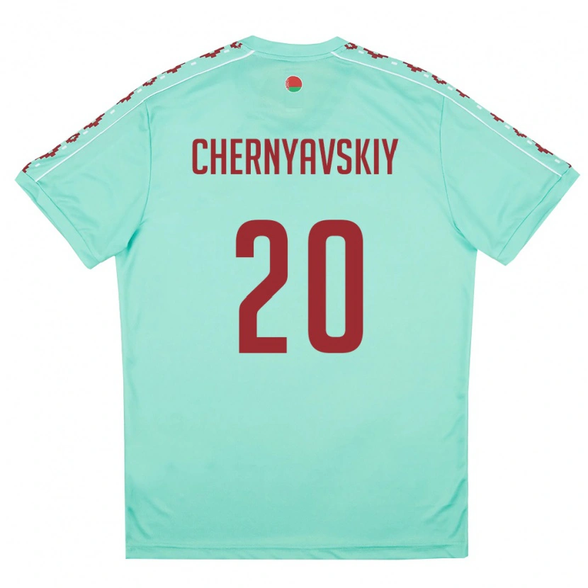 Danxen Mujer Camiseta Bielorrusia Vasiliy Chernyavskiy #20 Verde Claro Borgoña 2ª Equipación 26-28 La Camisa México