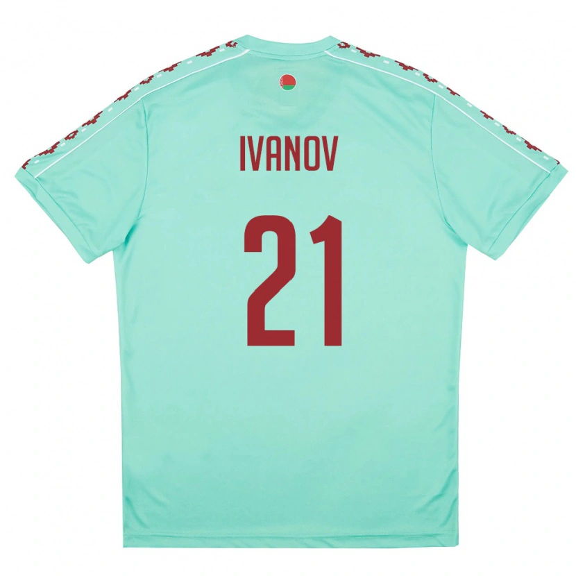 Danxen Mujer Camiseta Bielorrusia Nikolay Ivanov #21 Verde Claro Borgoña 2ª Equipación 26-28 La Camisa México
