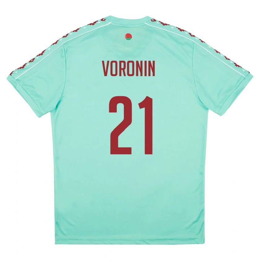 Danxen Mujer Camiseta Bielorrusia Vladislav Voronin #21 Verde Claro Borgoña 2ª Equipación 26-28 La Camisa México