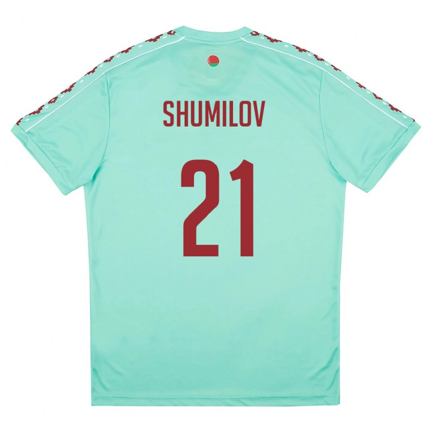 Danxen Mujer Camiseta Bielorrusia Arseniy Shumilov #21 Verde Claro Borgoña 2ª Equipación 26-28 La Camisa México