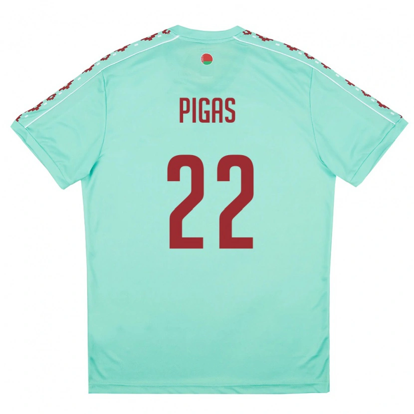 Danxen Mujer Camiseta Bielorrusia Vadim Pigas #22 Verde Claro Borgoña 2ª Equipación 26-28 La Camisa México