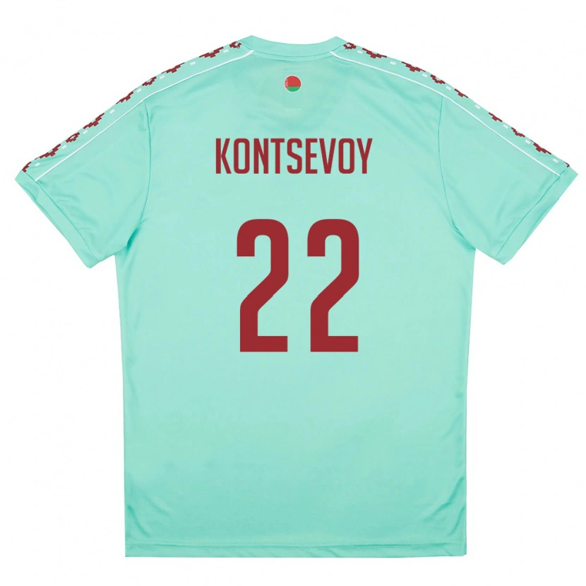 Danxen Mujer Camiseta Bielorrusia Artem Kontsevoy #22 Verde Claro Borgoña 2ª Equipación 26-28 La Camisa México