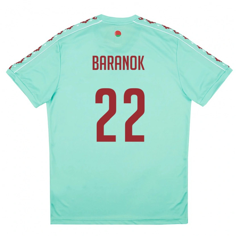 Danxen Mujer Camiseta Bielorrusia Nikita Baranok #22 Verde Claro Borgoña 2ª Equipación 26-28 La Camisa México
