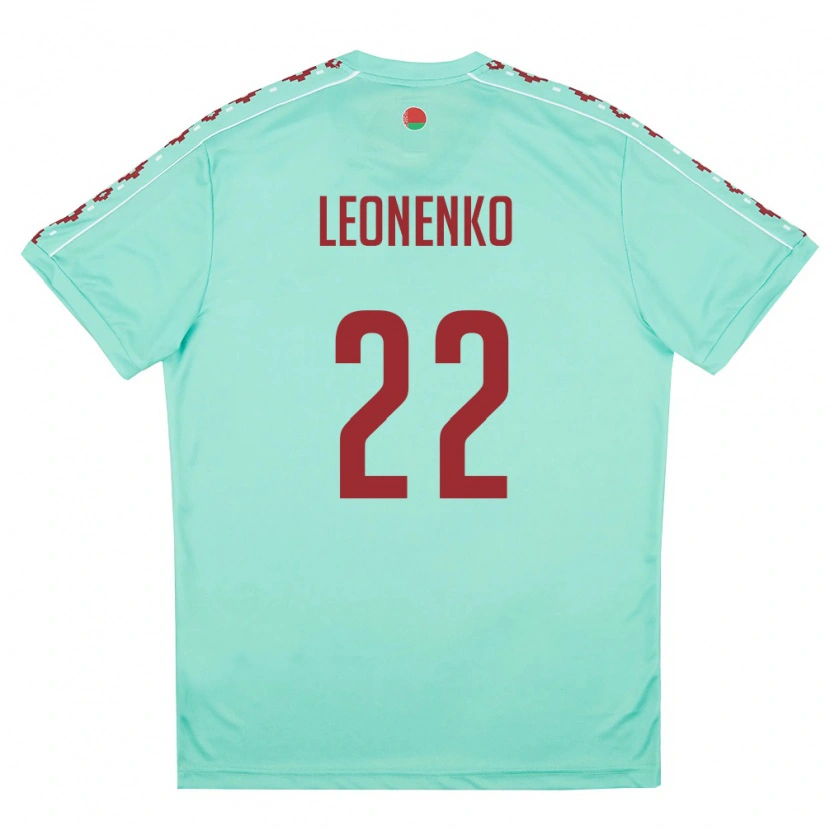Danxen Mujer Camiseta Bielorrusia Danila Leonenko #22 Verde Claro Borgoña 2ª Equipación 26-28 La Camisa México